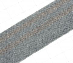 Knit rib 5 cm - grey, gold glitter