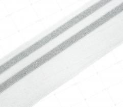 Knit rib 5 cm - white, silver glitter