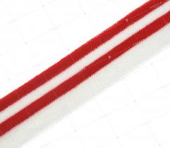 Bündchen 3 cm - weiß, rot