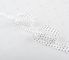 Cotton Trim 15 mm - White with Black Dots