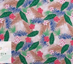 Woven Viscose Fabric - Beige Hibiscus