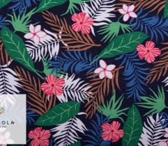 Woven Viscose Fabric – Dark Blue Hibiscus