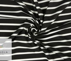 Punto Jerseystoff - Weiße Streifen auf Schwarz 4,8m