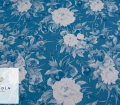 Woven Fabric Silki Classic Blue - Pansies