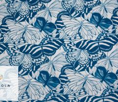Woven Fabric Silki Classic Blue - Butterflies