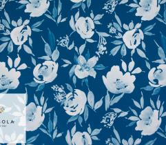 Woven Fabric Silki Classic Blue - Flowers 3,2 Lm