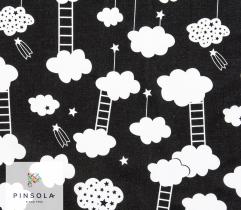 Woven Cotton Fabric - Clouds on Black