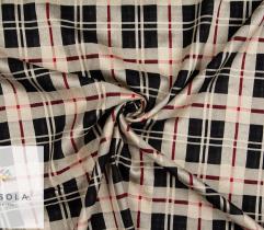 Woven Cotton Linen Fabric - Black Check