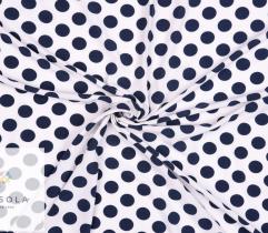 Woven Fabric Silki - Polka Dots on White