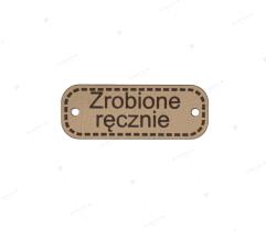 Badge Beige Leatherette - Handmade