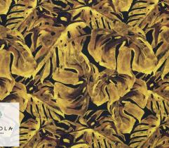 Panama Polyester Stoff - Goldene Monstera 1,3m + 0,8m