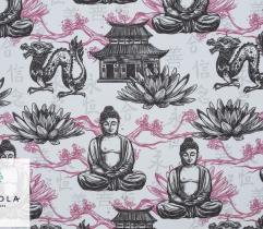 Stoff Panama Polyester - Buddha 1,4m