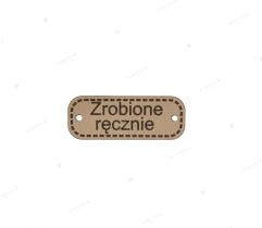 Badge Beige Leatherette Small - Handmade