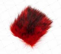 Sztuczne Futro włos 50/90 mm Czerwone z Czarnym 10x10 cm