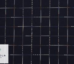 Woven Fabric for Coats - Navy Blue Check 0,8+0,7+0,7+0,5Lm