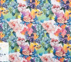 Woven Lotos Fabric 260 g - Painted Flowers
