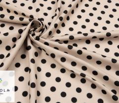 Woven Fabric Silki - Black Dots on Beige