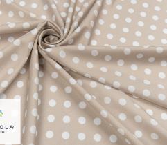 Woven Fabric Silki - White Dots on Beige