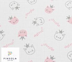 Woven Baby Diaper Fabric - Pink Meow