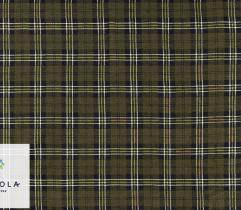Flannel Woven Fabric - Khaki Check with Yellow Stripe