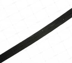 Guma dziana z dziurkami na guziki 18 mm - Czarna (6644)