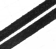 Taśma ozdobna z włóczki 35 mm - Czarna