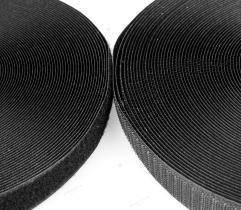 Klettverschluss 25 mm Set Hakenband und Flauschband - Schwarz