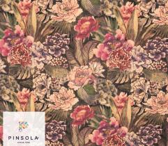 Oxford PU Woven Fabric - Sepia Tea Flowers