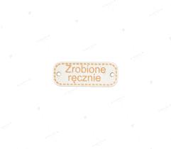 Naszywka ekoskóra Zrobione Ręcznie 30 mm biała