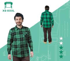 Wykrój Koszula Męska Flanelowa Dawid XS-XXXL Wydruk Wielkoformatowy