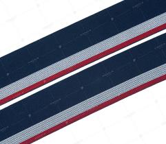 Woven Elastic Tape 47 mm - Dark Blue with White Stripe