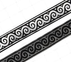 Jacquard Ribbon 3,3 cm - Black and Silver