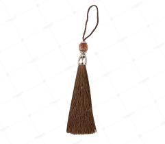 Tassel with Silver Bead 12 cm - Brown