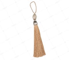 Tassel with Silver Bead 12 cm - Beige