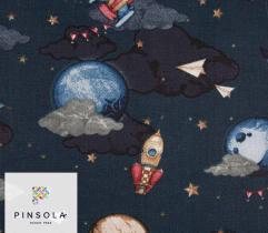 Cotton Woven Fabric - Let's go into space!