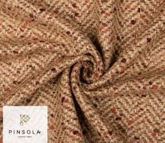 Woollen Boucle Fabric - Beige Herringbone