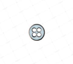 Plastic Button 10 mm - Blue and Silver