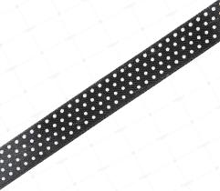 Satin ribbon 13 mm - black with white dots 