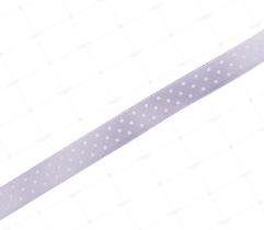 Satin ribbon 12 mm - ight purple with white dots