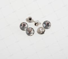  Button on foot 11 mm - silver with stone 10 pcs.