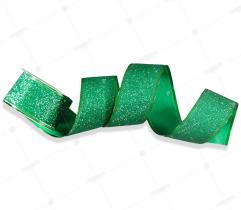 Taśma wstażka z brokatem 50 mm - zielona