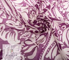 Viscose fabric - White flowers on purple background