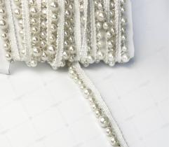 Dekoratives Perlenband - ecru