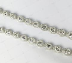 Decorative jewellery ribbon with crystals 8mm - ecru