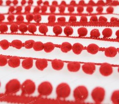 Pompon, decorative tape, PA-18 red