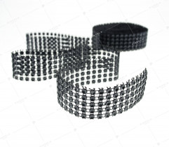 Diamond tape with zircon, black, 2.5 cm
