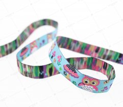 Ribbon, woven - the owls, 16 mm (379)  
