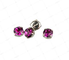 Button 9 mm - silver with pink stone (347)