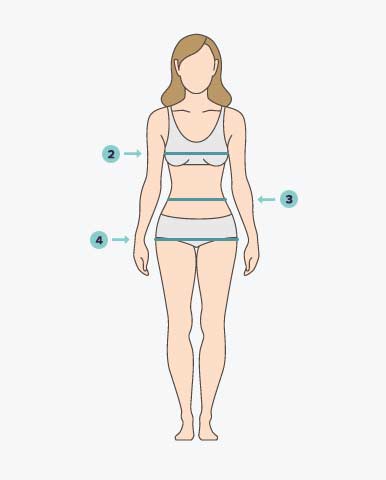 Look at women silittute, the measurement points are indicated: